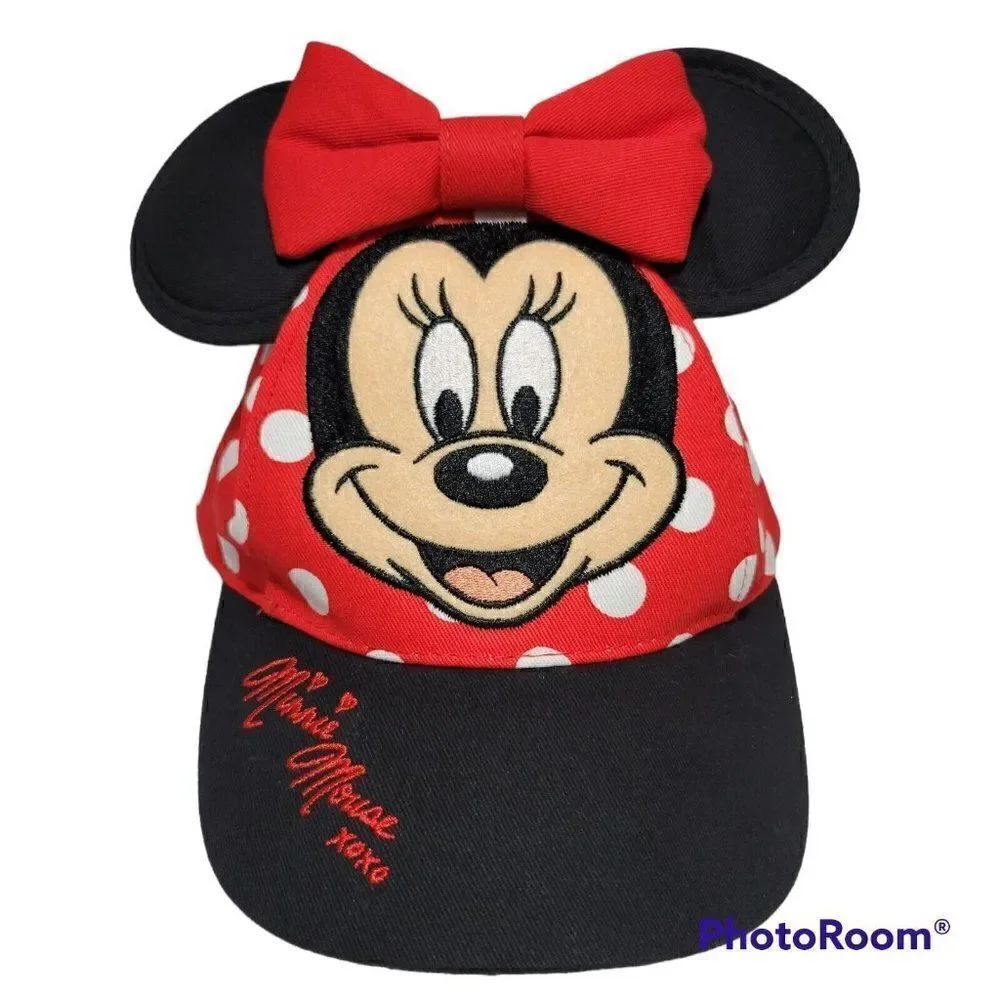 Disney Parks‎ Baseball Hat Toddler Minnie Mouse xoxo Ears Bow Polka Dot Kids Cap